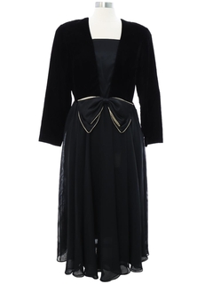 1980's Womens Totally 80s Velvet Accented Cocktail Dress