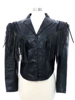 1980's Womens Totally 80s Fringed Leather Jacket