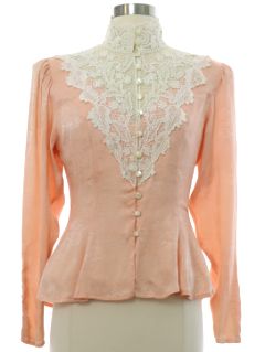1980's Womens Silk Lace Prairie Shirt