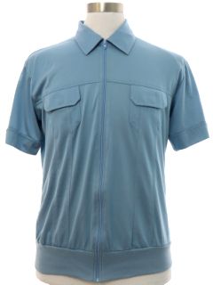 1980's Mens Knit Zip Front Shirt