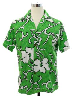 1970's Mens Mod Cotton Hawaiian Shirt