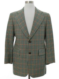1970's Mens Plaid Cricketeer Disco Blazer Sport Coat Jacket