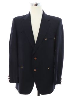 1980's Mens Larry Mahan Midnight Blue Western Blazer Sport Coat Jacket