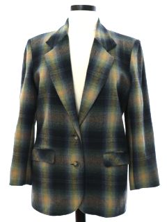 1980's Womens Plaid Boyfriend Style Blazer Jacket