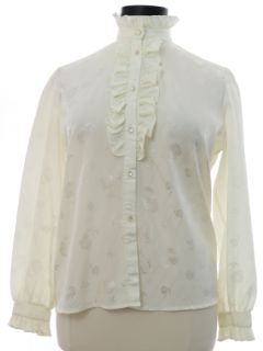 1980's Womens Ruffled Secretary Shirt