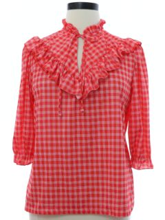 1970's Womens Ruffled Front Shirt