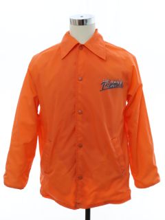 1990's Mens Grunge Orange Power Windbreaker Snap Front Work Jacket