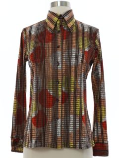 1970's Womens Print Disco Shirt