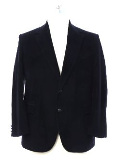1990's Mens Circle-S Black Corduroy Western Blazer Sport Coat Jacket