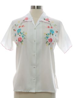 1980's Womens Embroidered Sport Shirt