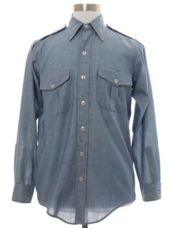 1980's Mens LL Bean Grunge Chambray Shirt