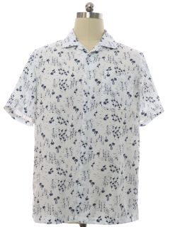 1990's Mens Island Style Graphic Print Sport Shirt