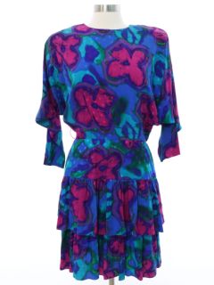 1980's Womens Totally 80s Silk Dress