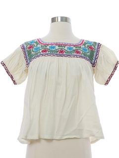 1970's Womens or Girls Huipil Style Shirt