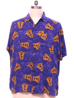 1990's Mens Y2k Cops and Rodders California High Patrol Rayon Graphic Print Sport Shirt