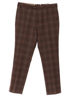 1990's Mens Plaid Flat Front Wool Slacks Pants