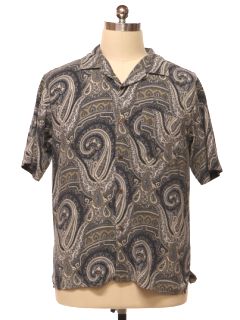 1990's Mens Silk Blend Graphic Print Sport Shirt