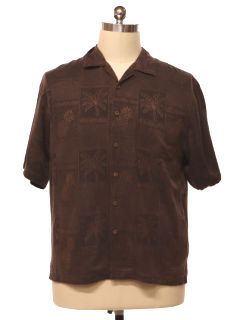 1990's Mens Jamaica Jaxx Silk Brocade Hawaiian Shirt