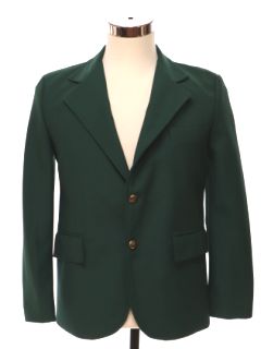 1970's Mens/Boys Dark Green Disco Blazer Sport Coat Jacket