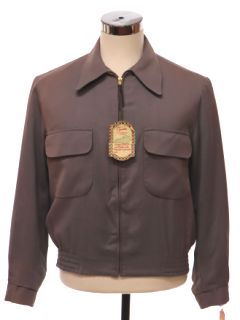 1940's Mens Grunge Rockabilly Ike Style Gabardine Zip Jacket