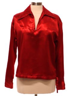 1970's Womens Mod Satin Disco Shirt
