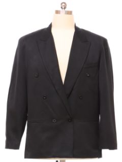 1980's Mens Black Totally 80s Double Breasted Blazer Sportcoat Jacket