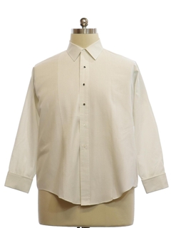 1960's Mens White Mod Pleated Tuxedo Shirt