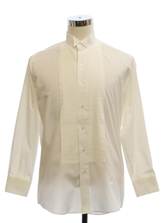 1980's Mens White Pleated Tuxedo Shirt