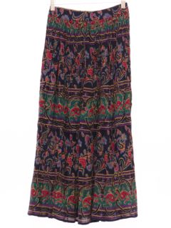 Geometrical Pattern Printed Cotton Long Maxi Skirts Broomstick