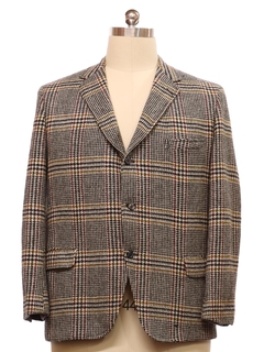 1970's Mens Plaid Wool Blazer Sport Coat Jacket