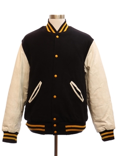 1990's Mens Wool and Leather Letterman Jacket