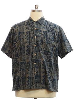 1990's Mens Cotton Graphic Print Sport Shirt