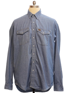 1990's Mens Grunge Ruddock Workwear Chambray Western Style Shirt