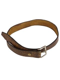1970's Mens Accessories - Tooled Leather Hippie Belt