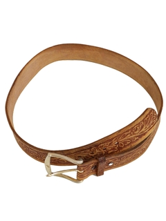 1970's Mens Accessories - Tooled Leather Western Hippie Belt