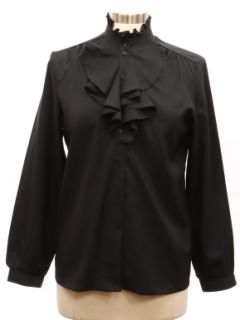 1970's Womens Ruffled Front Secretary Shirt