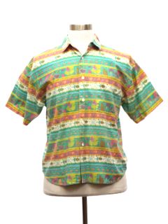 1980's Mens Totally 80s Cotton Graphic Print Sport Shirt