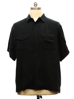 1990's Mens Faded Black Perry Ellis  Silk Sport Shirt