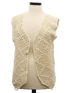 1980's Womens Hand Crocheted Sweater Vest