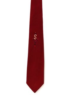 1950's Mens Hand Embroidered Initial S Necktie
