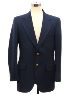 1970's Mens Dark Blue Disco Blazer Sport Coat Jacket