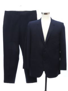 1960's Mens Pinstriped Dark Blue Wool Suit