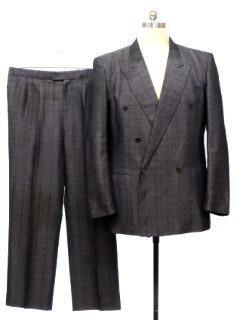 1990's Mens Wicked 90s Double Breasted Swing Style Sharkskin Suit