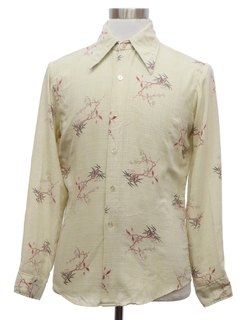 1970's Mens Cotton Blend Print DIsco Style Shirt