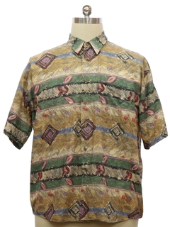 1990's Mens Cotton Graphic Print Print Shirt