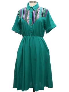 1980's Womens Totally 80s Southwestern Style Dress