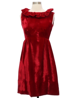 1960's Womens Velveteen Prom Or Cocktail Dress