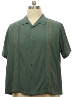1990's Mens Rayon Blend Guayabera Shirt
