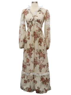 1970's Womens Prairie Hippie Dress
