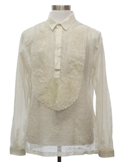 1990's Mens Sheer Embroidered Tunic Shirt